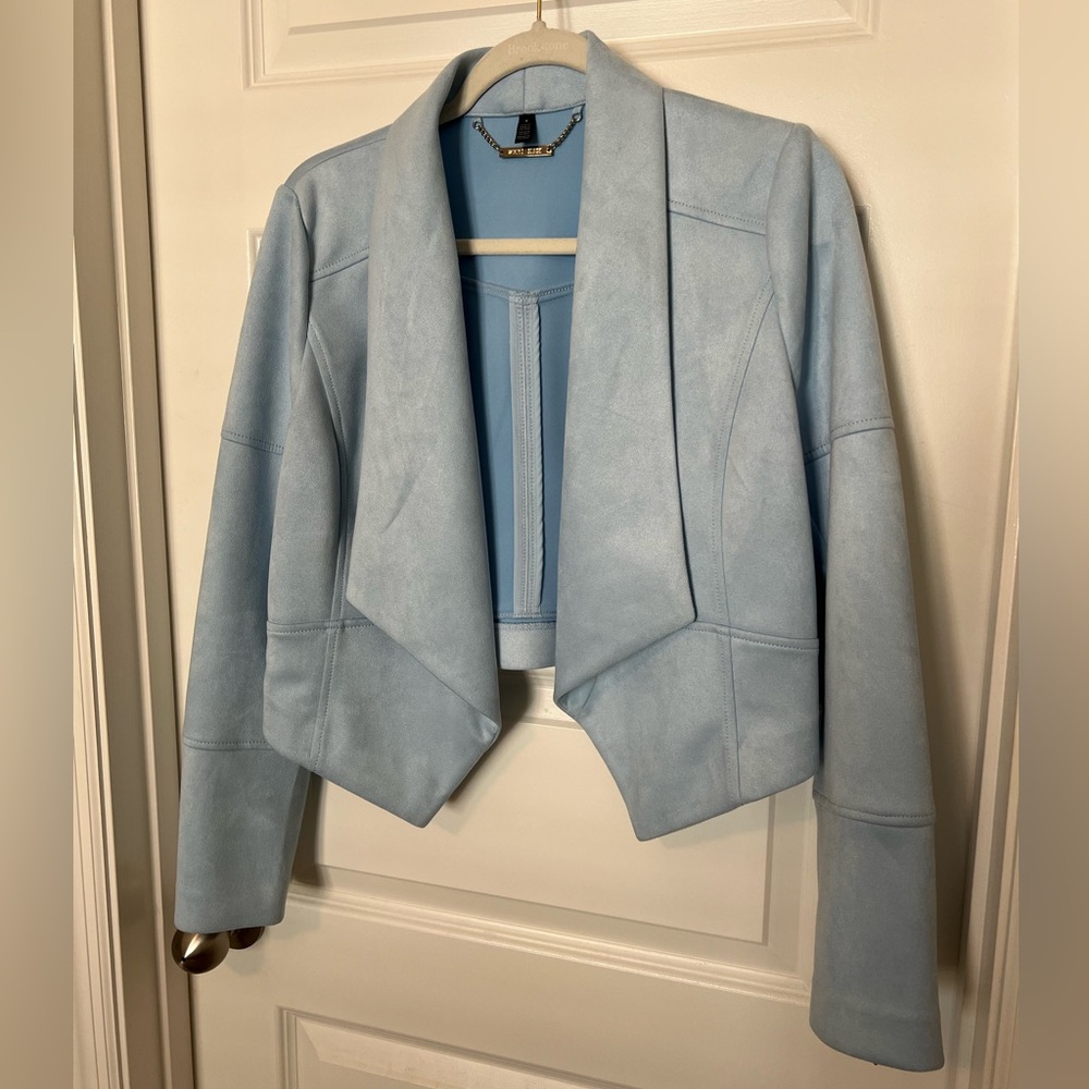 White House Black Market light blue suede crop jacket